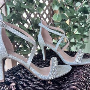 Elegant Silver Glitter Heel